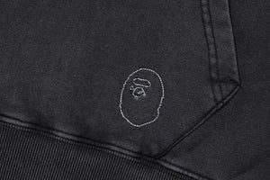 WASHED EFFECT RELAXED FIT PULLOVER HOODIE MENS