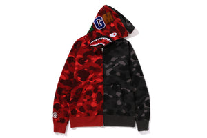 COLOR CAMO SEPARATE SHARK FULL ZIP HOODIE MENS